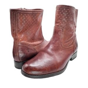 Frye | Women | Melissa Whiskey Perforated Leather Ankle Booties | Size 5.5 M